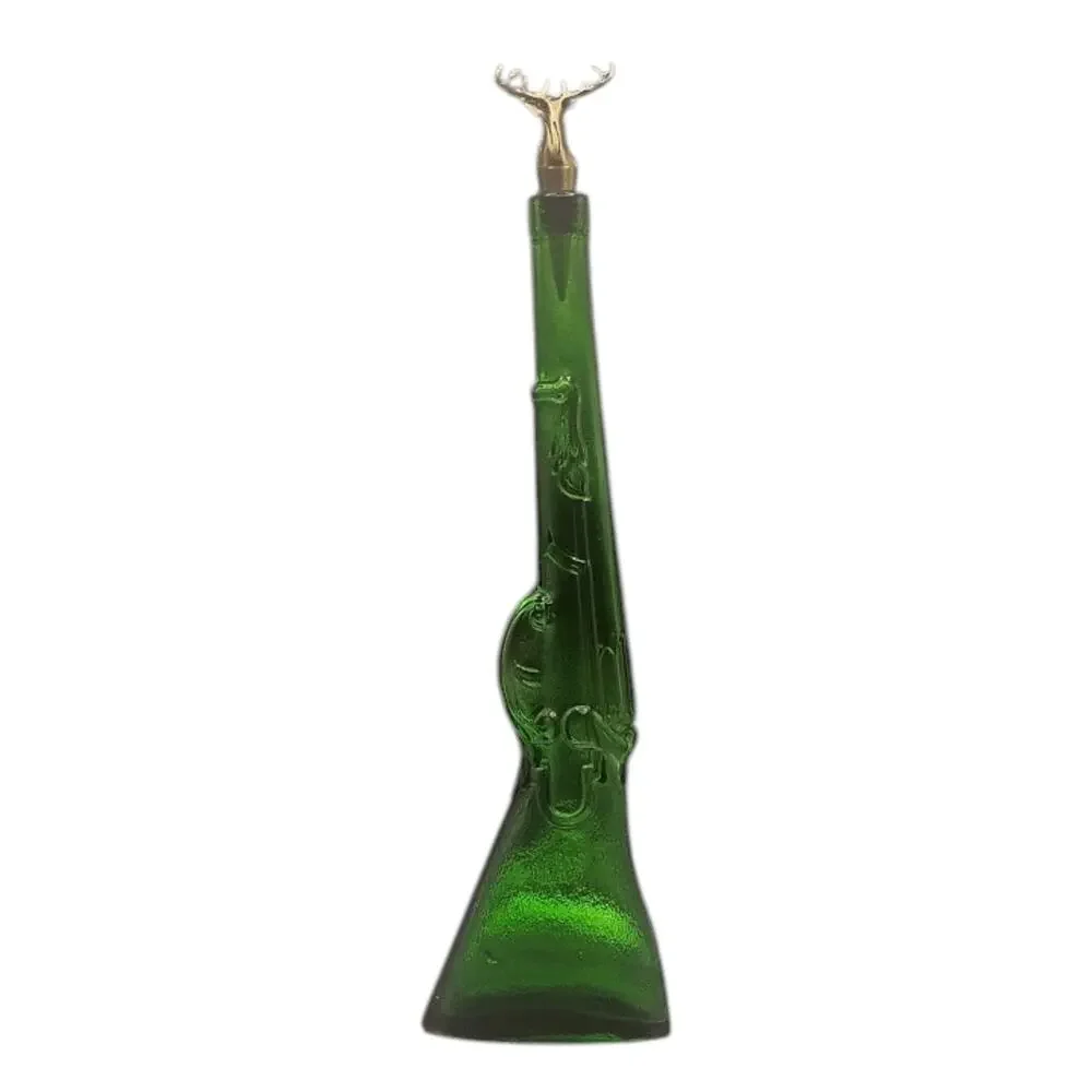 Vintage Empoli Green Glass Rifle Decanter Stag Deer Stopper Hunter Decor Italy